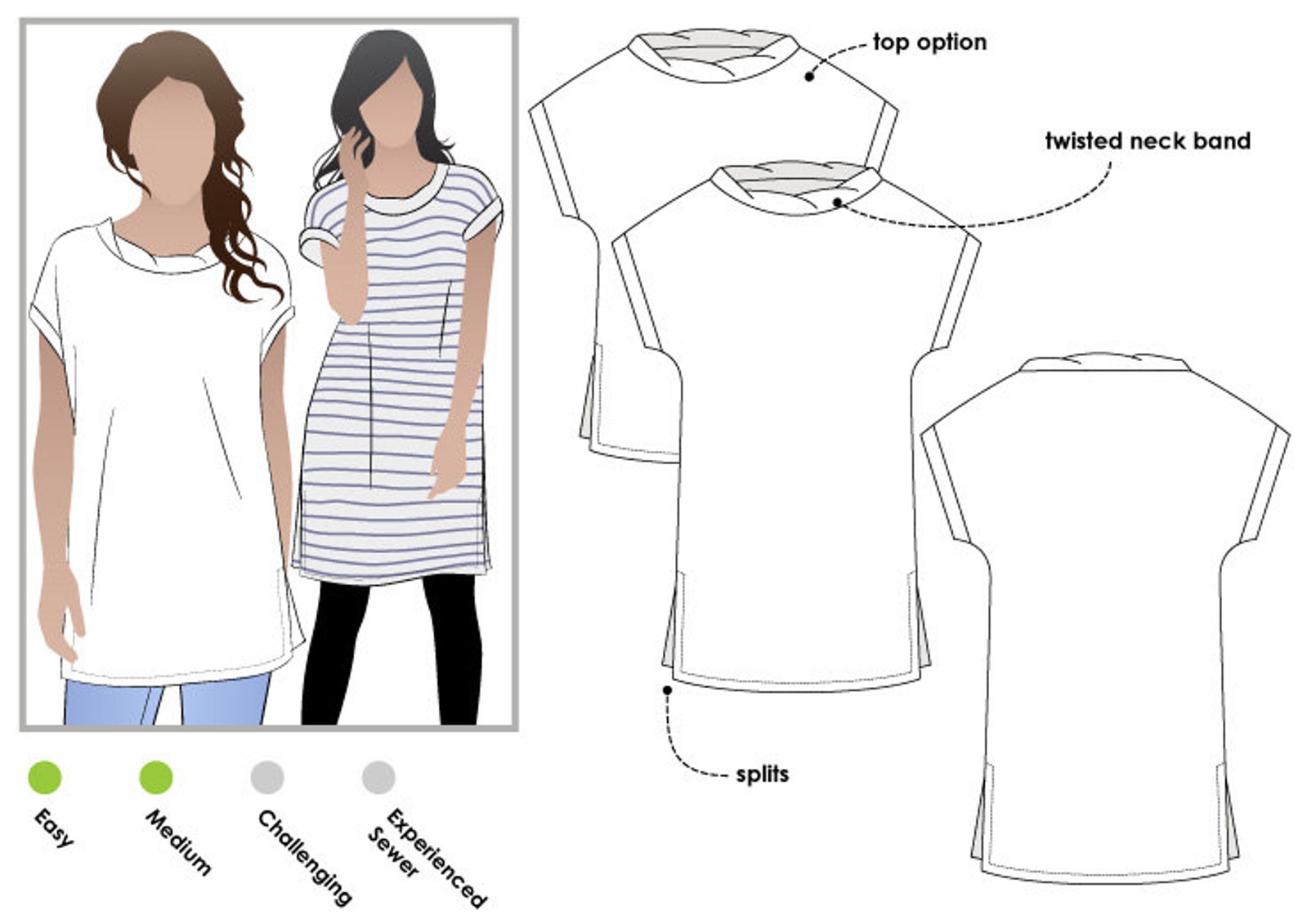 Named Clothing 06-061 Inari Tee Dress & Crop Tee Downloadable Pattern Top sewing