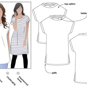 PRINTSHOP PDF PATTERN (not tiled) - Nora Woven Tunic / Dress - Sizes 14, 16, 18 - Tunic Dress Sewing Pattern by Style Arc