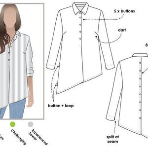 Crystal Overshirt PDF Sewing Pattern // Sizes 12 14 and 16 // - Etsy