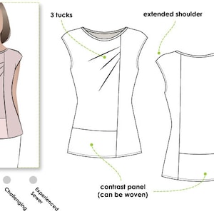 Women's Knit Top Sewing Pattern - Sizes 10, 12, 14 Lotti Knit Top - PDF Pattern by Style Arc