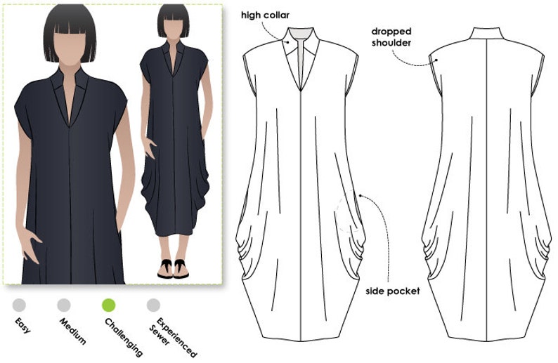 Toni Designer Dress Sizes 8, 10, 12 Side-drape Dress PDF Dress Pattern by Style Arc Instant Download Sewing Project image 1