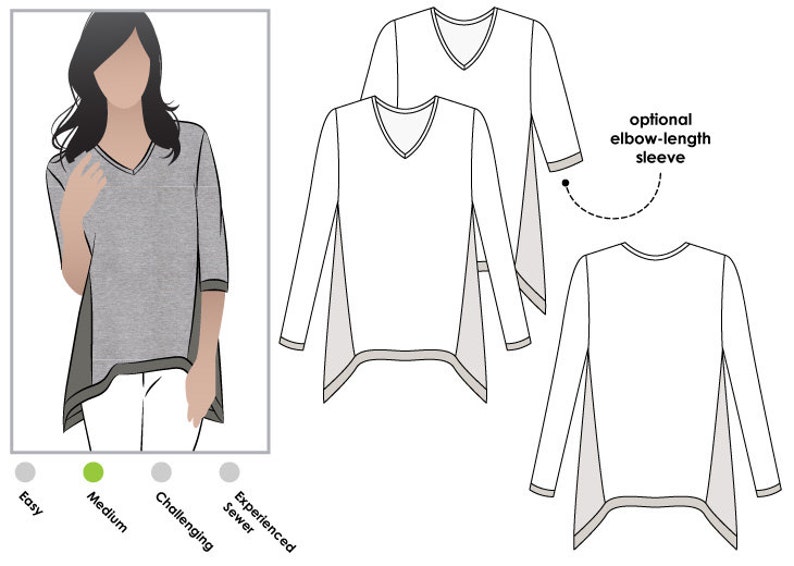 PRINTSHOP PATTERN not tiled Bianca Top Sizes 10, 12, 14 Womens Top PDF Sewing Pattern by Style Arc Digital Pattern image 2