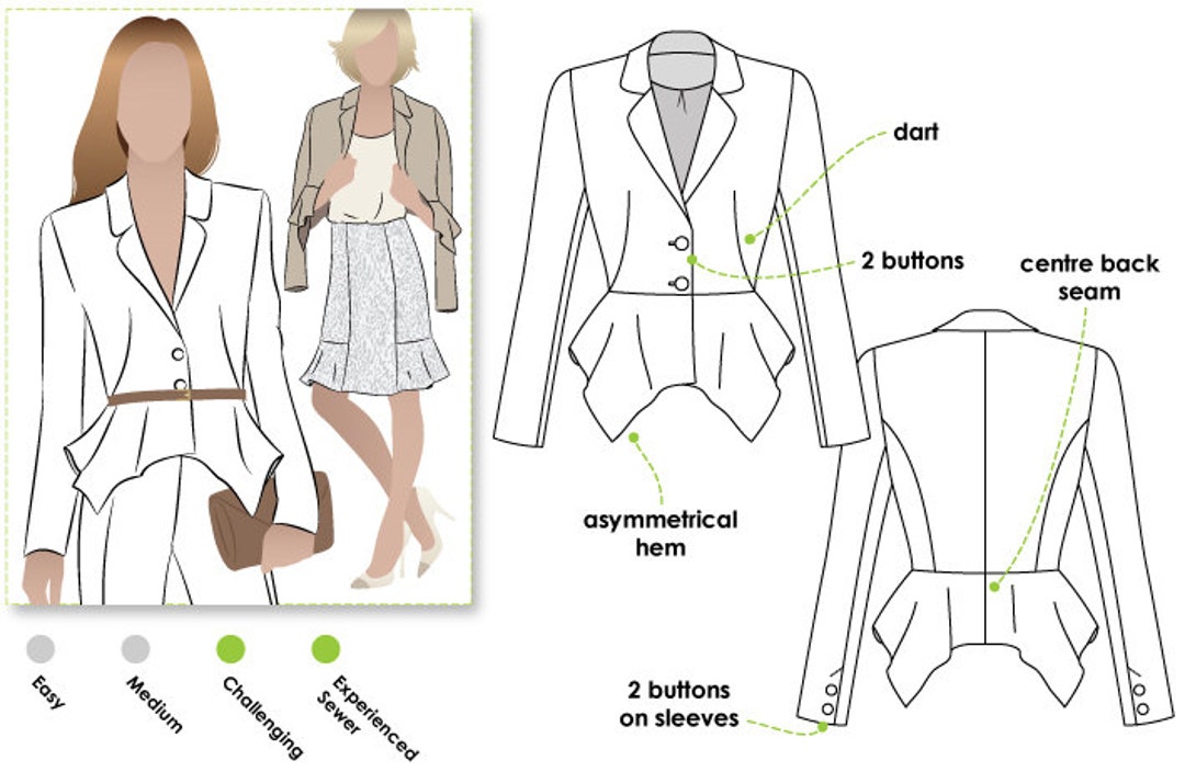 Monique Jacket Sizes 10, 12 & 14 PDF Downloadable Sewing Pattern for ...