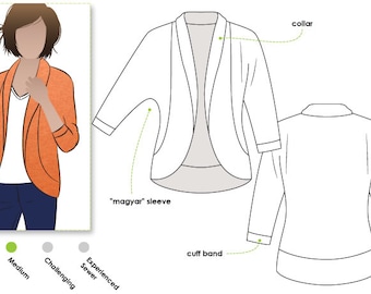 Women's Sewing Pattern - Fiona Knit Top - Sizes 10, 12, 14 - Cardi PDF Sewing Pattern by Style Arc - Downloadable Pattern