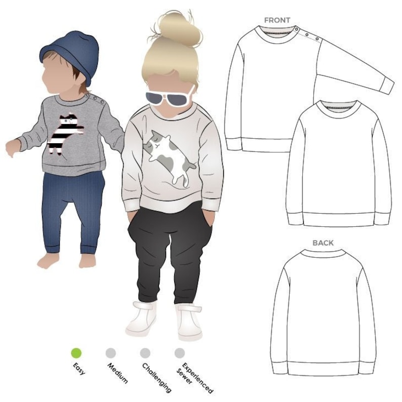 Style Arc Kids PDF Sewing Pattern  Sammi Sweatshirt  Sizes image 0