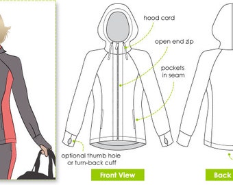 Sunday Zip Jacket - Sizes 10, 12, 14 - Women's PDF Sewing Pattern - Downloadable PDF by Style Arc for Printing at Home