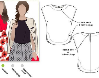 Skye Top - Sizes 22, 24, 26 - Women's Top PDF Sewing Pattern by Style Arc - Sewing Project - Digital Pattern
