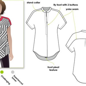 Maggie Shirt - Sizes 10, 12, 14 - Woven Women's Shirt PDF Sewing Pattern by Style Arc - Sewing Project - Digital Pattern