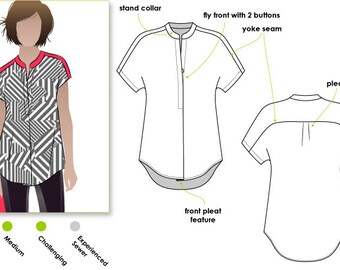 Maggie Shirt - Sizes 10, 12, 14 - Woven Women's Shirt PDF Sewing Pattern by Style Arc - Sewing Project - Digital Pattern