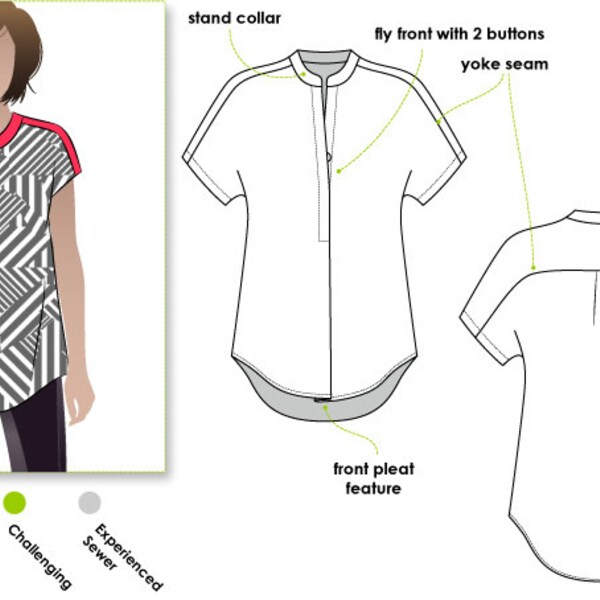 Maggie Shirt - Sizes 14, 16, 18 - Woven Women's Shirt PDF Sewing Pattern by Style Arc - Sewing Project - Digital Pattern