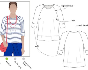 Maddison Top PDF Sewing Pattern // Sizes 10, 12, 14 // Digital PDF sewing pattern by Style Arc