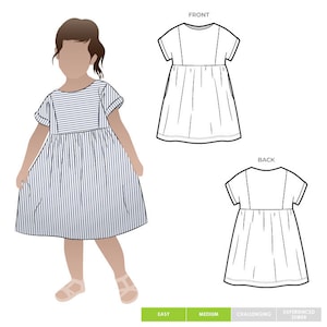 PDF Kids Dress Pattern - Lacey Kids Dress - Sizes 1-8 - Children&#39;s Dress Multisize Pattern for Download- No paper patter will be sent