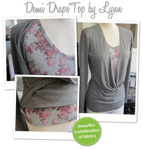 Demi Drape Top Sizes 16, 18, 20 Women's Top PDF Sewing Pattern by