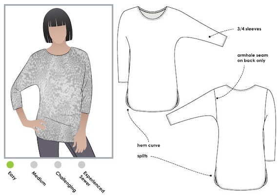 Fran Knit Top Sizes 10 12 14 PDF sewing pattern by Style | Etsy