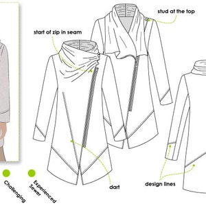 Genevieve Jacket / Coat // Sizes 16, 18 & 20 // Women's Jacket Coat  PDF sewing pattern by Style Arc // DIY clothing // Sewing Projects