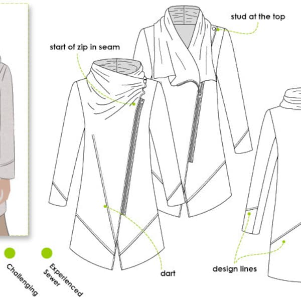 Genevieve Jacket / Coat // Sizes 10, 12 & 14 // Women's Jacket Coat  PDF sewing pattern by Style Arc // DIY clothing // Sewing Projects