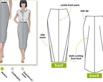 Zoe Pencil Skirt Sewing Pattern // Sizes 10, 12 & 14 // PDF sewing pattern for instant download