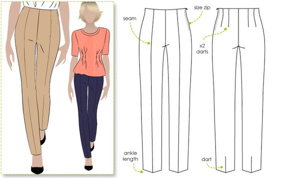 Claudia Stretch Woven Pant Sizes 10, 12, 14 PDF Women's Sewing