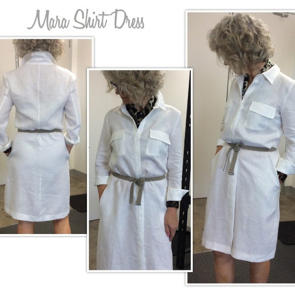 Copy Shop (Not Tiled).  Mara Shirt Dress // Sizes 4, 6 & 8 // Women's Shirt Dress Downloadable PDF Sewing Pattern by Style Arc