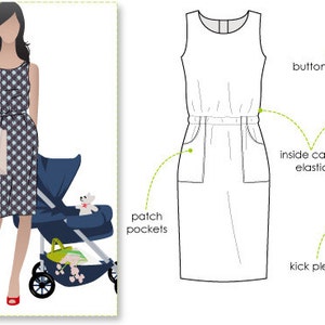 Peggy Woven Dress - Sizes 4, 6, 8 - Woven Pencil Dress Pattern by Style Arc - PDF Pattern