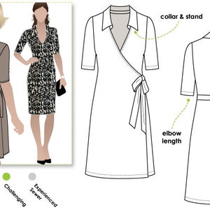 Lea Knit Wrap Dress - Sizes 22, 24 & 26 - PDF downloadable sewing pattern for printing at home