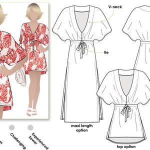 Summer Cover Up Dress / Sizes 10, 12 & 14 / Women's Dress/Top Downloadable PDF Sewing Pattern by Style Arc / DIY clothing / Sewing Projects