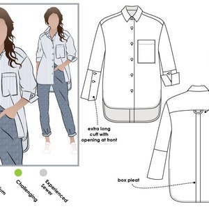 Style Arc Sewing Pattern Lauren Boyfriend Shirt Sizes 10, 12, 14 PDF ...