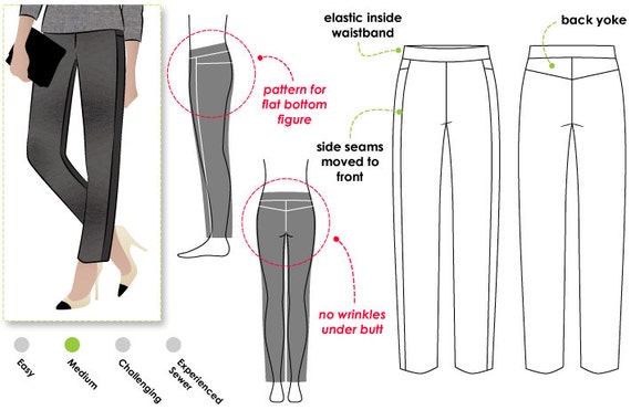 Women's Sewing Pattern Flat Bottom Flo Pant Sizes 28 - Etsy