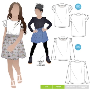 PDF Kids Sewing Pattern - Amalia Kids Knit T - Sizes 1-8 - Children's Dress Multi-size Pattern for Download- No paper patter will be sent
