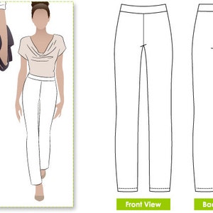 Barb's Stretch Pant - Sizes 10, 12, 14 - Stretch Woven Pull-on Pant Women's Digital PDF Sewing Pattern by Style Arc