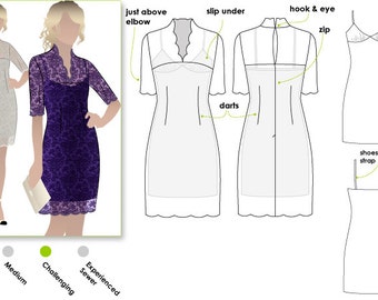 Alisha Dress Print Shop Sewing Pattern (not tiled) - Sizes 6, 8 & 10 - Women's Dress Downloadable PDF Sewing Pattern by Style Arc