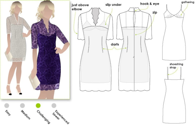 Alisha Dress Print Shop Sewing Pattern not Tiled Sizes 14 - Etsy
