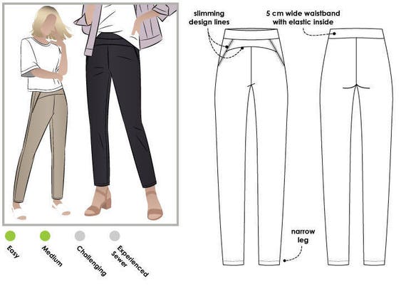 Sage Stretch Pant Sizes AU 10, 12, 14 Pull-on Pant Women's PDF Sewing  Pattern by Style Arc 