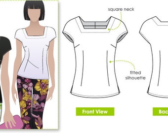 Robin Top - Sizes 22, 24, 26 Women's square neck top PDF Sewing Pattern by Style Arc - Sewing Project - Digital Pattern for printing at home