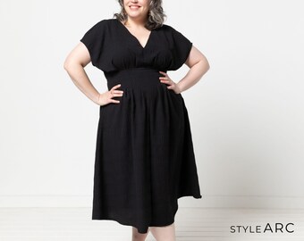 Bronte Woven Dress, PDF sewing pattern | Pleated waist midi-dress  | Sizes 18 - 30 (AU/UK) - Style Arc Patterns
