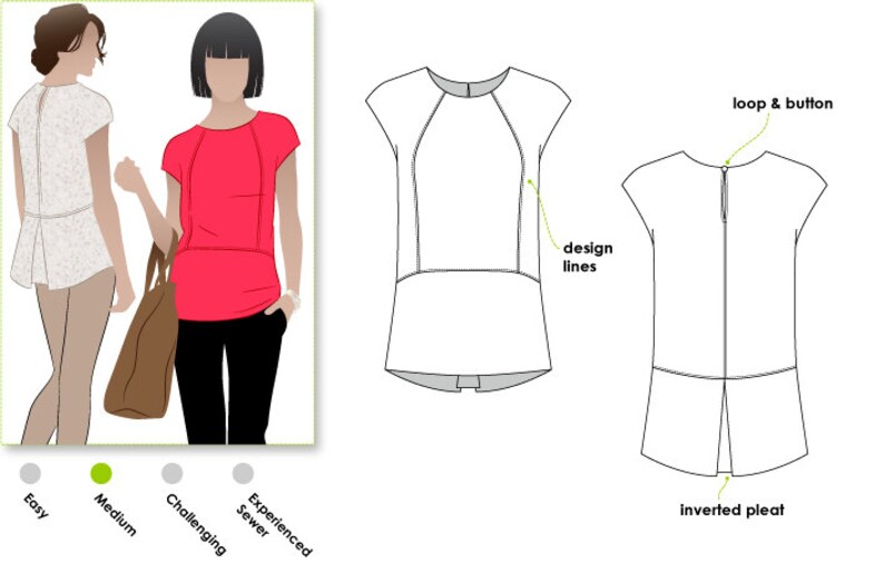 Rosie Top Sizes 16, 18, 20 Women's Sewing Pattern Woven Top PDF Sewing Pattern by Style Arc image 1