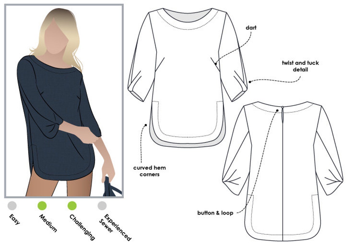 Style Arc Sewing Pattern Sadie Tunic Sizes 6 8 10 - Etsy
