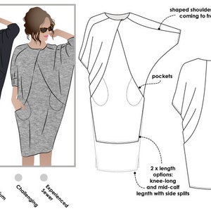 Hedy Designer Dress Sizes 10, 12, 14 PDF Dress Sewing Pattern for ...