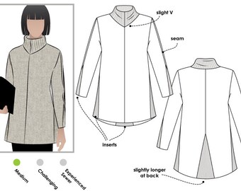 Women's Sewing Pattern - Mavis Knit Tunic  - Sizes 10, 12, 14 - Knit Tunic Sewing Pattern by Style Arc