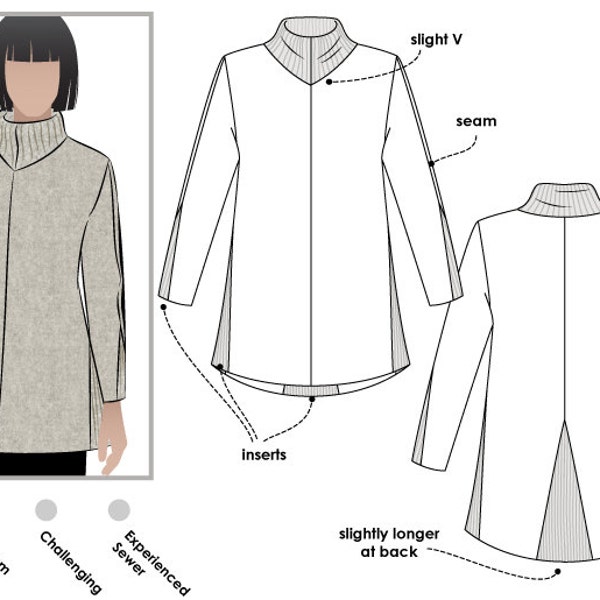 Women's Sewing Pattern - Mavis Knit Tunic  - Sizes 22, 24, 26 - Knit Tunic Sewing Pattern by Style Arc