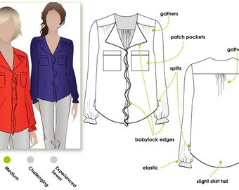 Nancy Shirt - Sizes 28, 30 - Women's Shirt PDF Sewing Pattern by Style Arc - Sewing Project - Digital Pattern