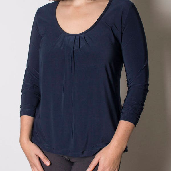 Style Arc Pleated Pia Top - Sizes 10, 12, 14 - Long sleeve top with pleated neck line - PDF Sewing Pattern