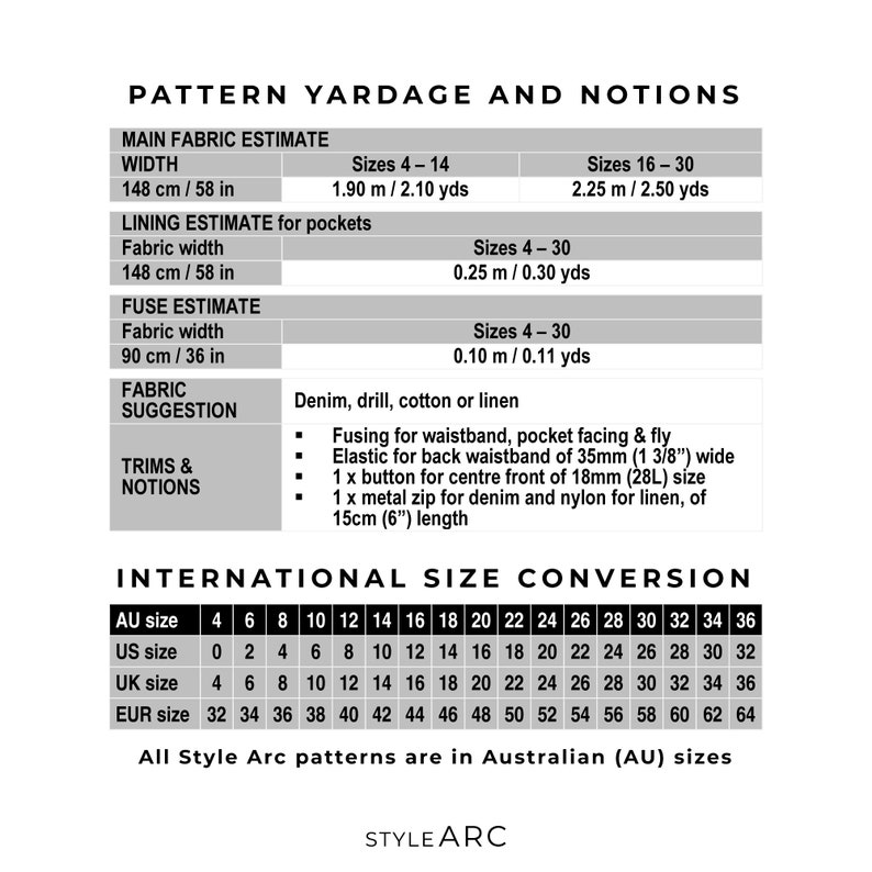Style Arc Sizes 10 22 Twig Woven Pant PDF pattern for printing at home or print store image 8