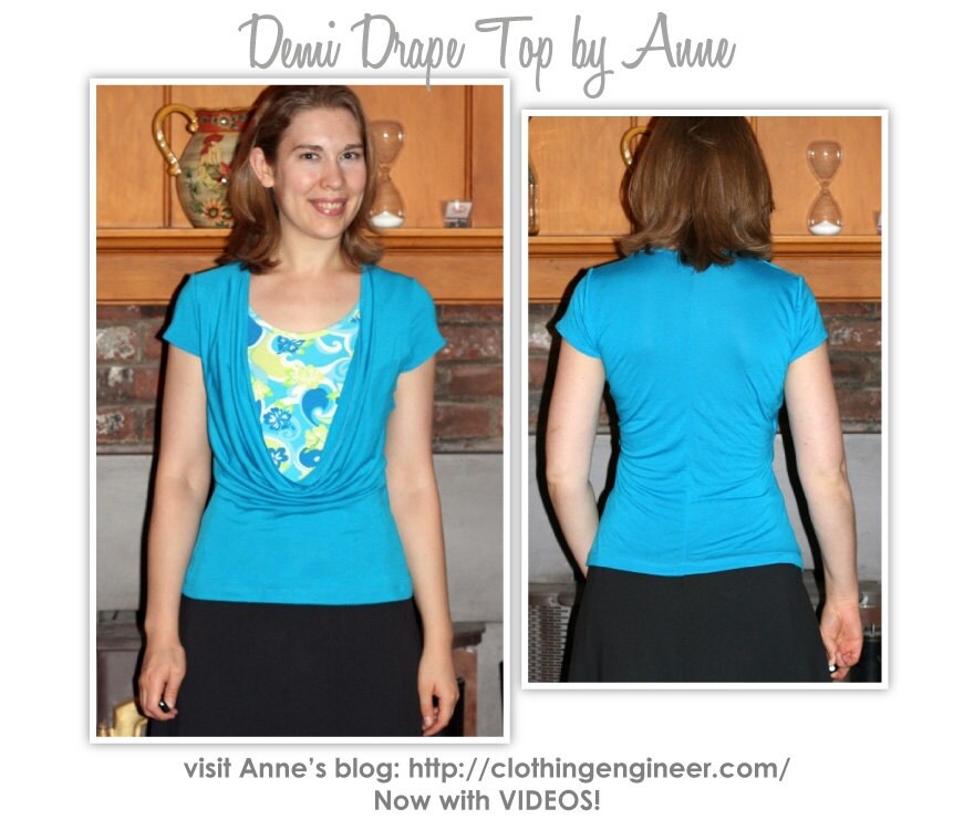 Demi Drape Top Sizes 16, 18, 20 Women's Top PDF Sewing Pattern by