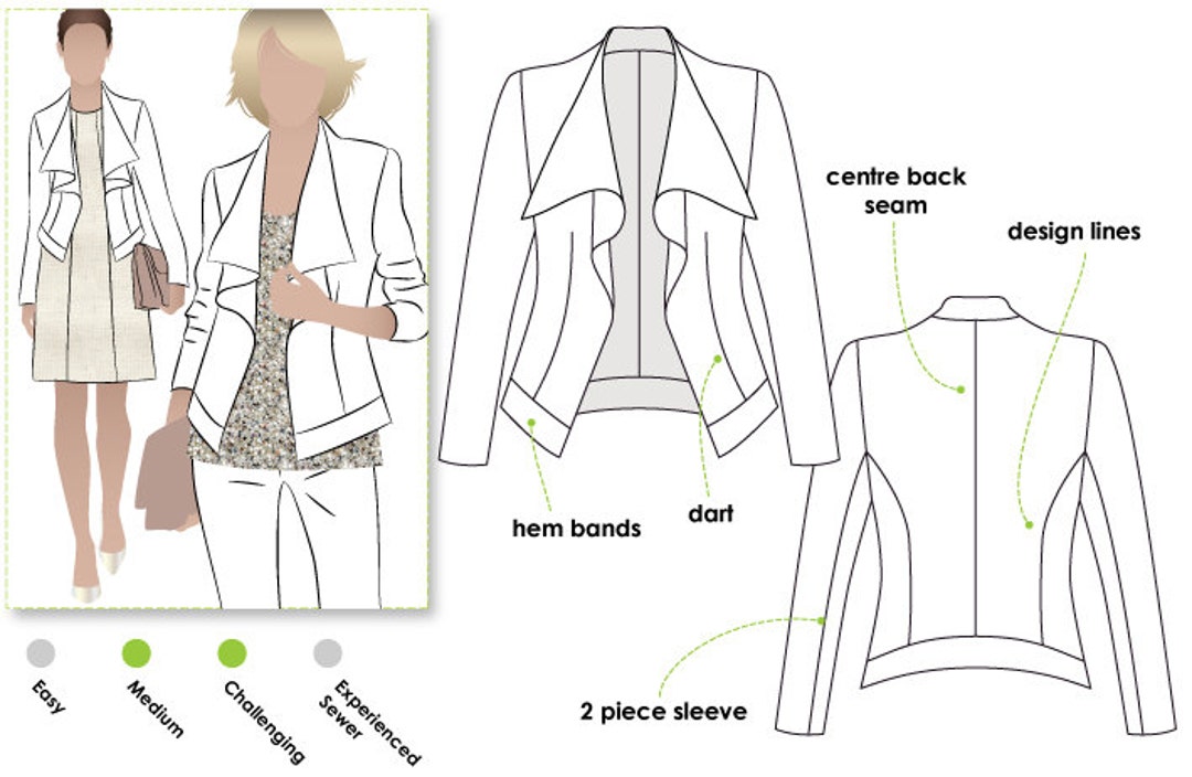 Sienna Woven Jacket // Sizes 12, 14 & 16 // Women's Jacket PDF Sewing ...