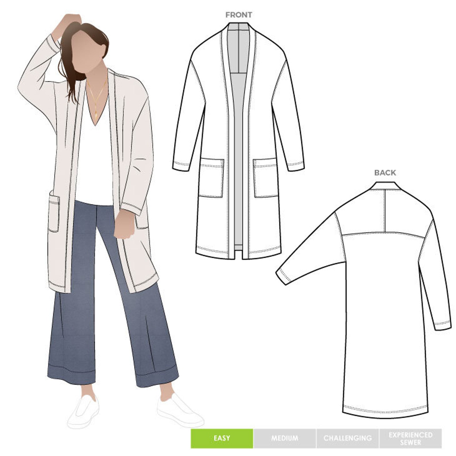 Como Knit Cardi Sizes 22 24 26 Women's long line | Etsy