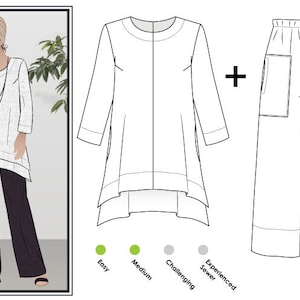 Double Daisy - Designer Pant & Tunic // Sizes 18, 20, 22 // PDF Discount Women's Sewing Pattern Bundle for Instant Download