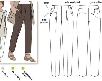 Eddie Woven Pant - Sizes 4, 6, 8 - Women's Sewing Pattern, Downloadable PDF pattern by Style Arc