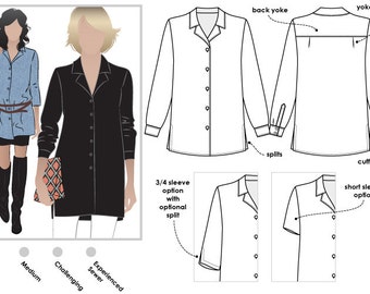 Jane Overshirt - Sizes 4, 6, 8 - Woven Top PDF Sewing Pattern by Style Arc - Sewing Project - Digital Pattern