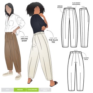 Style Arc Sizes 10 22 Twig Woven Pant PDF pattern for printing at home or print store image 2